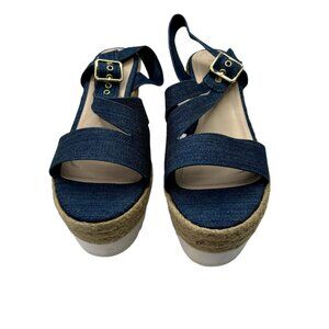Bamboo Women’s Denim Platform Sandal Size: 9